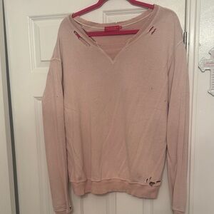 Distressed Light Pink Women's Sweatshirt Hoodie